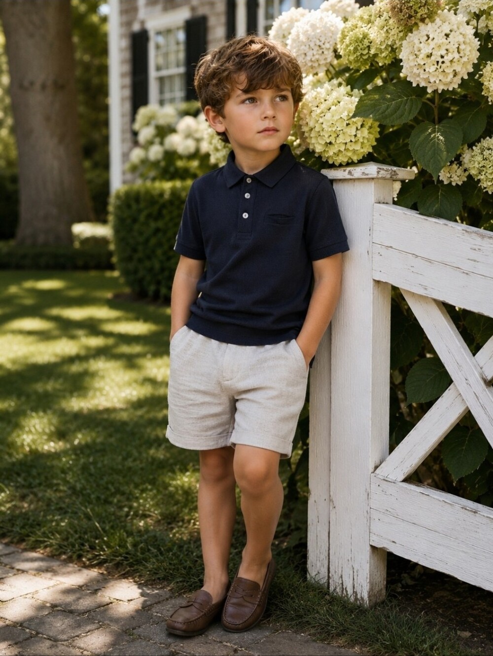 H&M Adorables Silk Blend Navy Knit Polo 5T 6 Quiet Luxury Old Money Prep